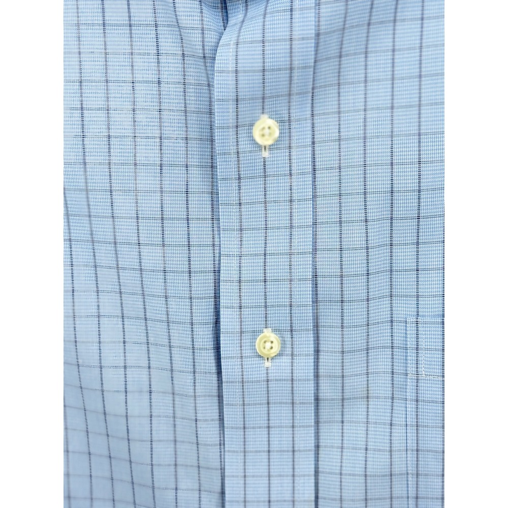 Brooks Brothers Regent Fit Non-Iron Shirt Mens 17.5 35 Blue Check Supima Cotton - Picture 3 of 8